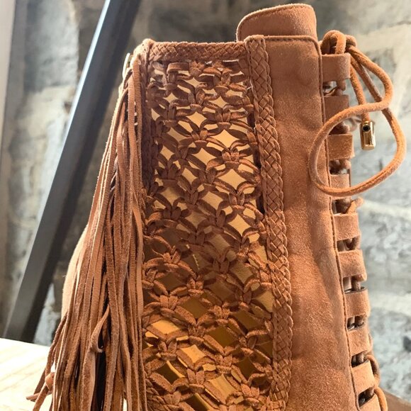 Alexandre Birman Tan Suede Katys Fringed Booties - Picture 5 of 12